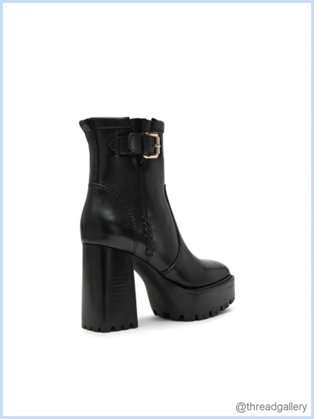 Ankle Boot, Faux Leather Chunky Heel Zip-Up Booties